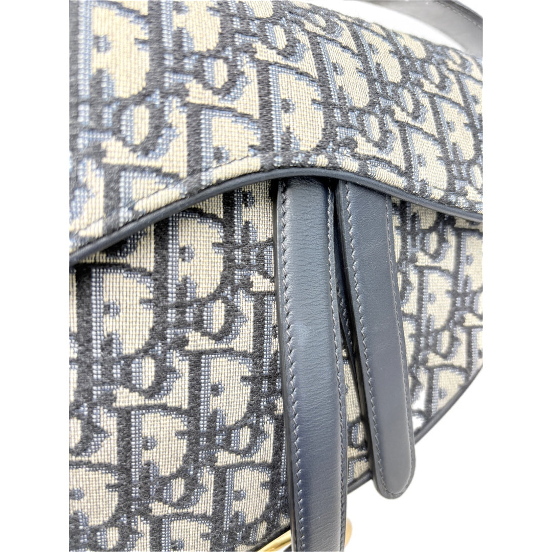Dior Saddle Bag Blue Oblique Jacquard