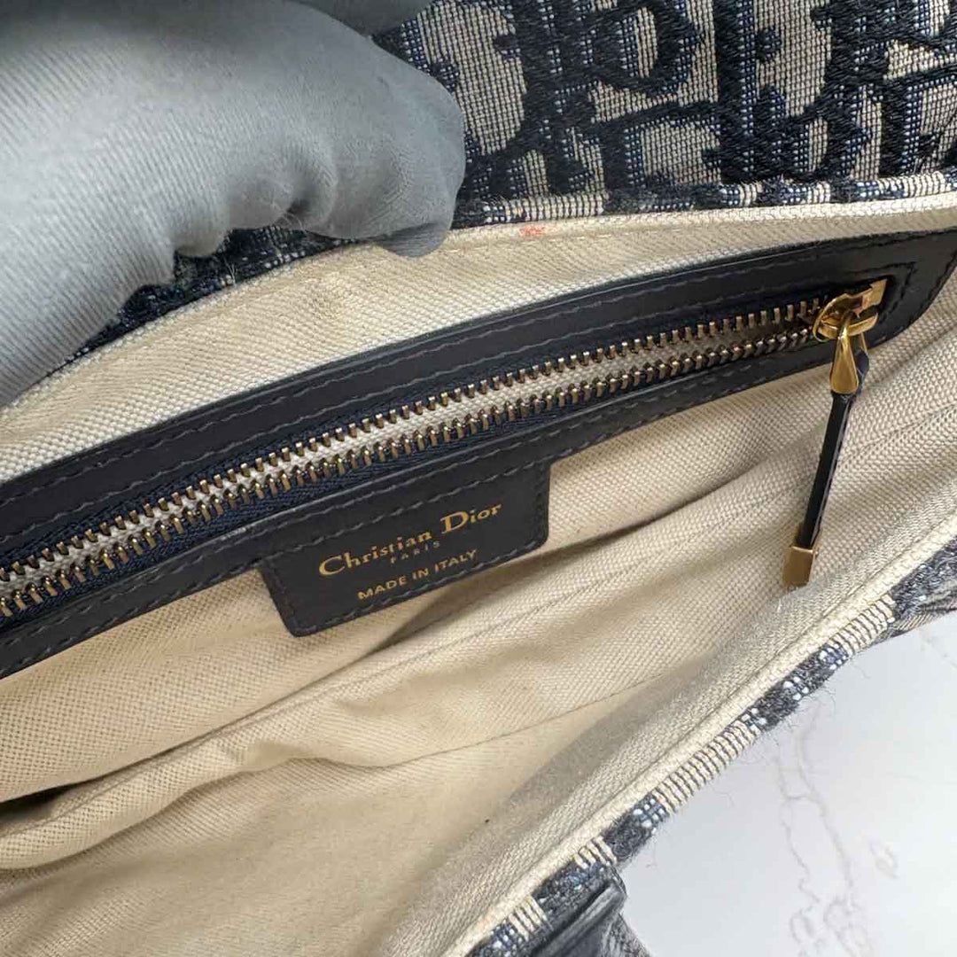 Dior Saddle Bag Blue Oblique Jacquard