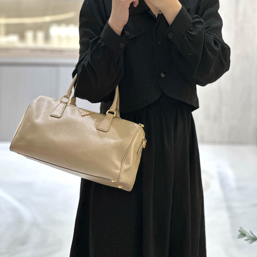 Prada Saffiano Boston Bag With Strap