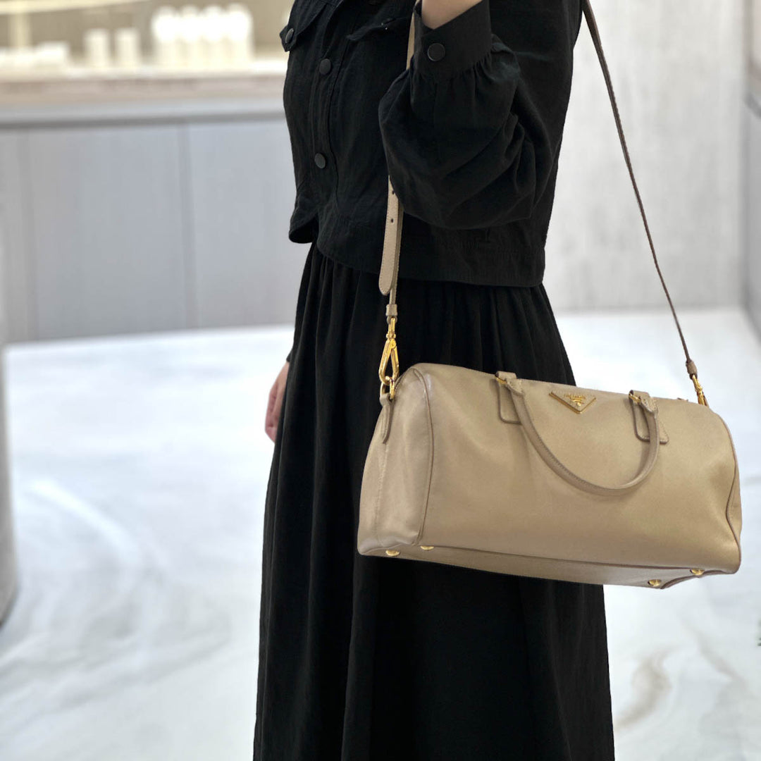 Prada Saffiano Boston Bag With Strap