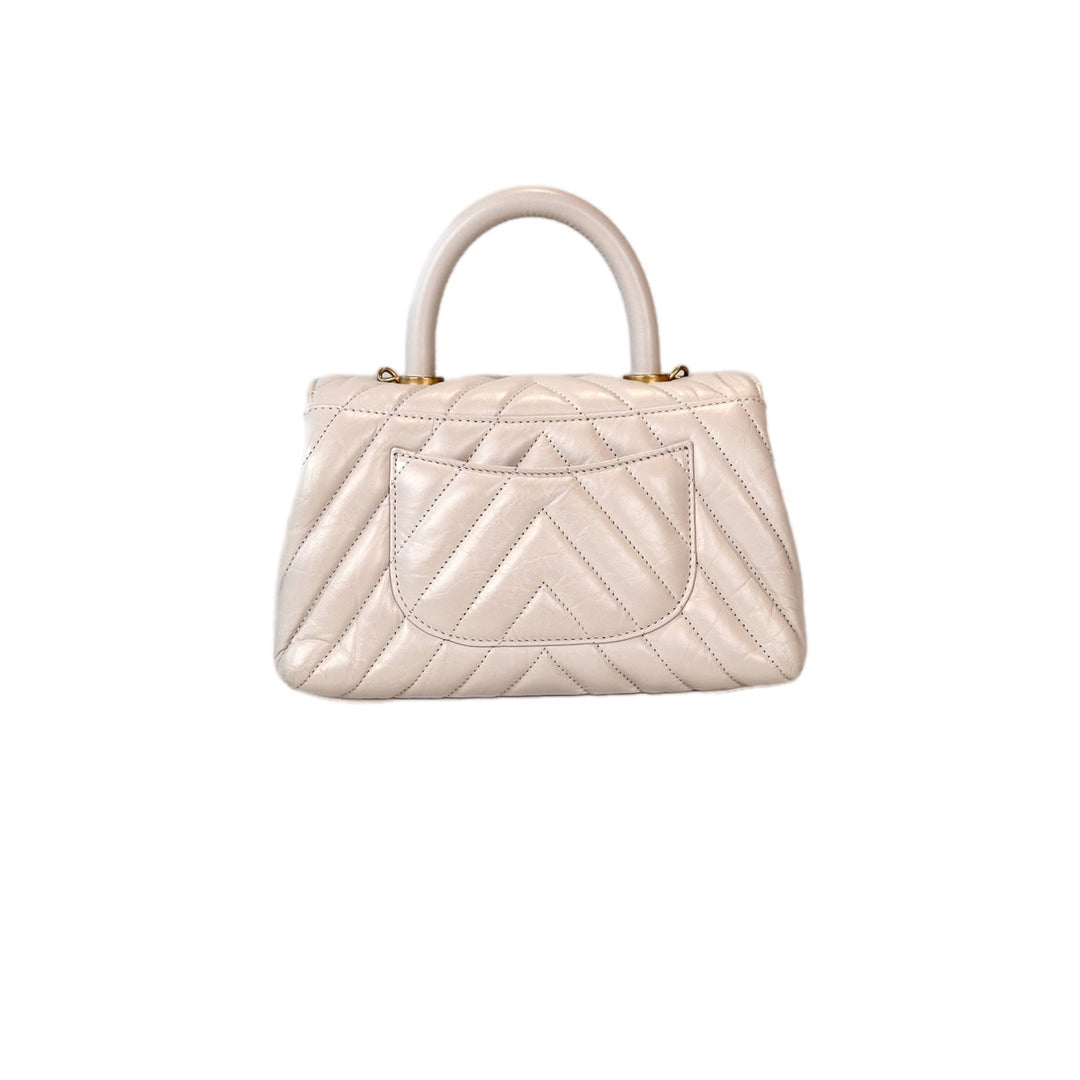 Chanel Coco Handle Small White Calfskin Bag