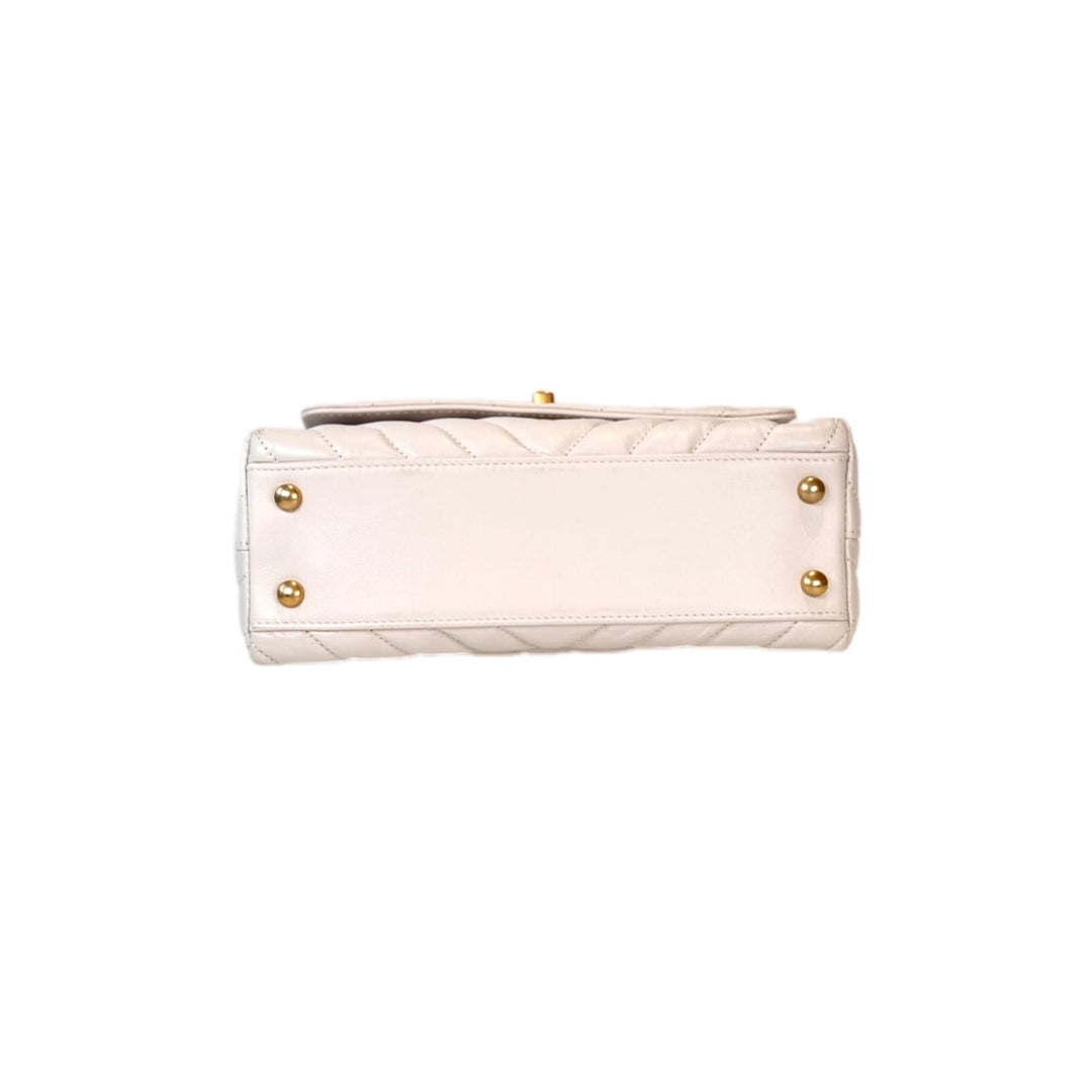 Chanel Coco Handle Small White Calfskin Bag