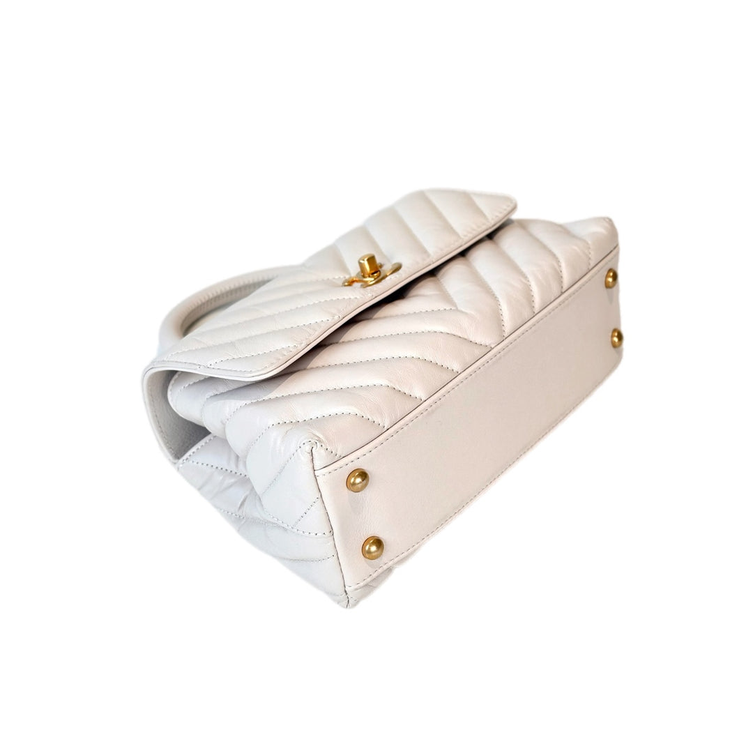 Chanel Coco Handle Small White Calfskin Bag