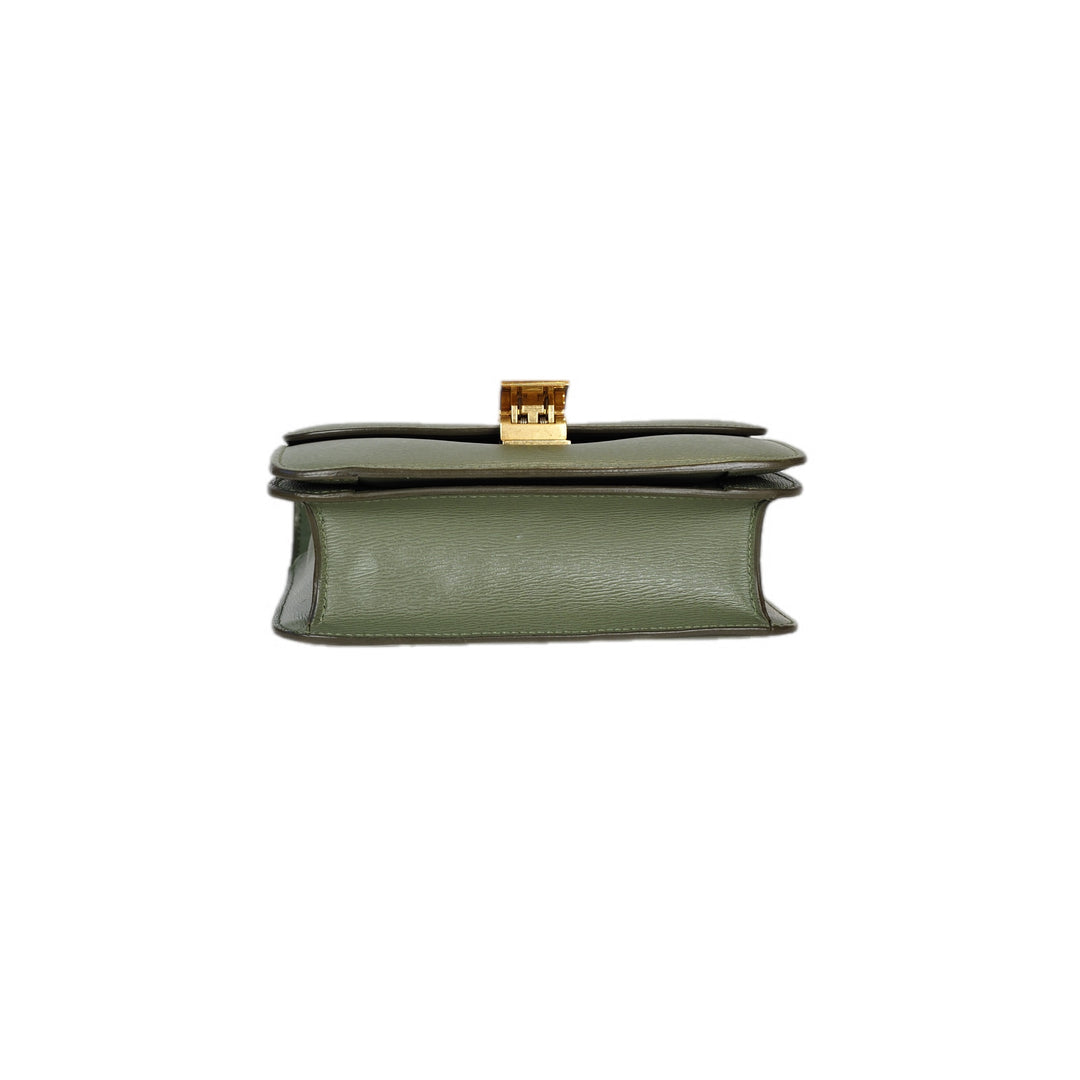 Celine Classic Box Teen Epi Leather Avocado Green