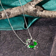 Green Burmese Jadeite Butterfly Necklace, 18K Gold