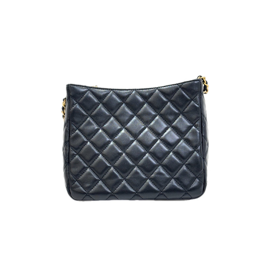 Chanel Pearl Crush Hobo Bag Black Gold
