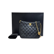 Chanel Pearl Crush Hobo Bag Black Gold
