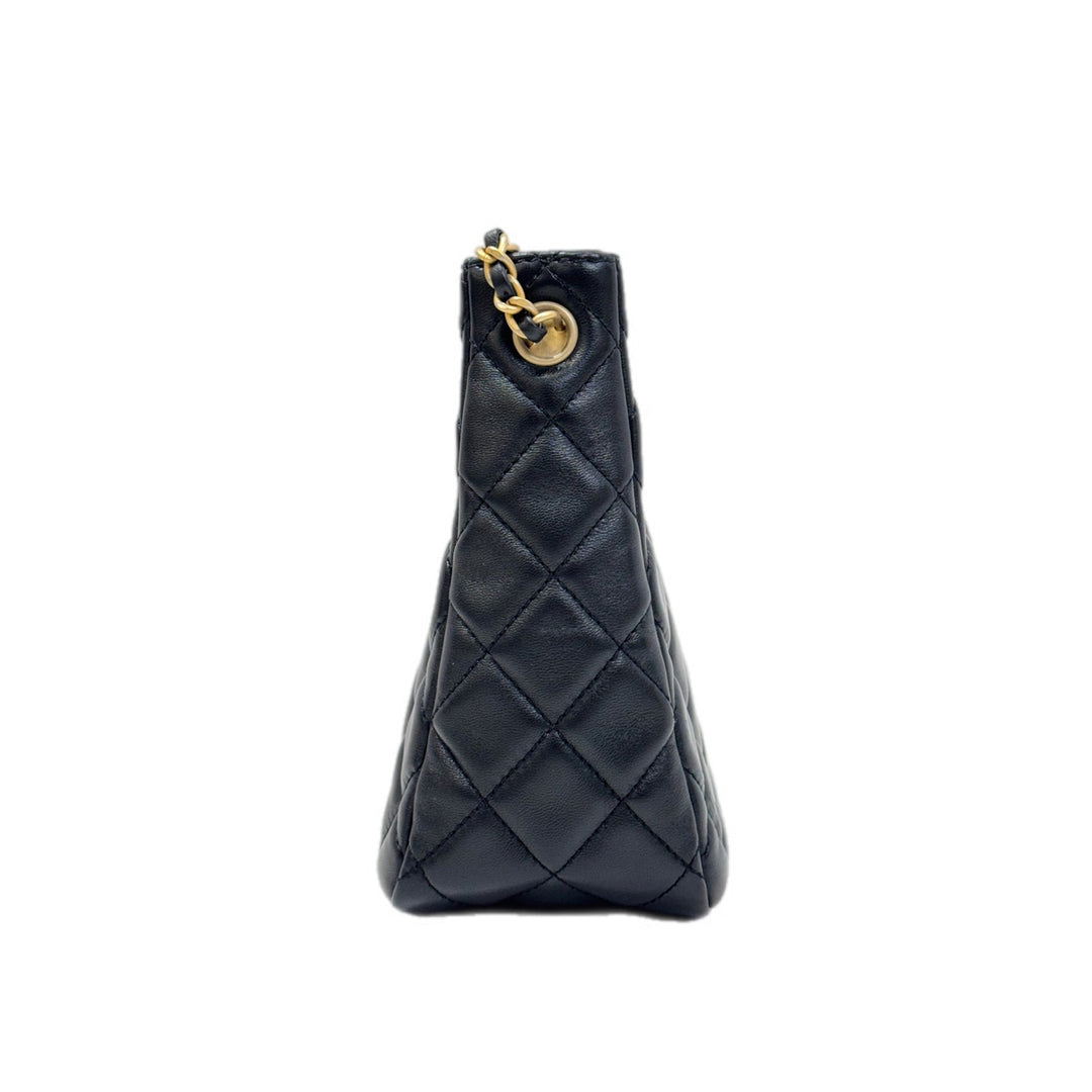 Chanel Pearl Crush Hobo Bag Black Gold