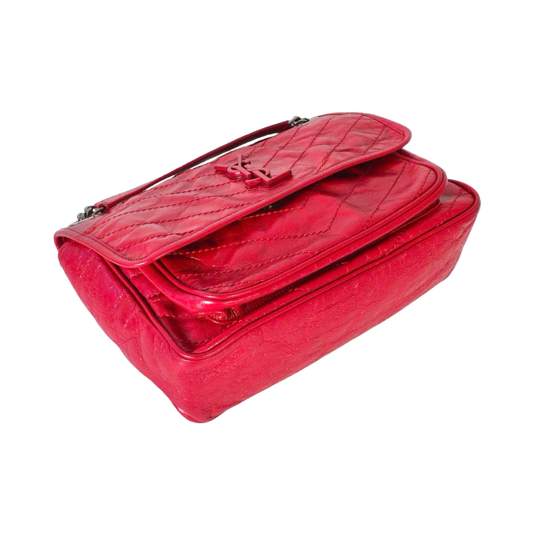 YSL Niki Medium Red Waxy Calfskin Bag
