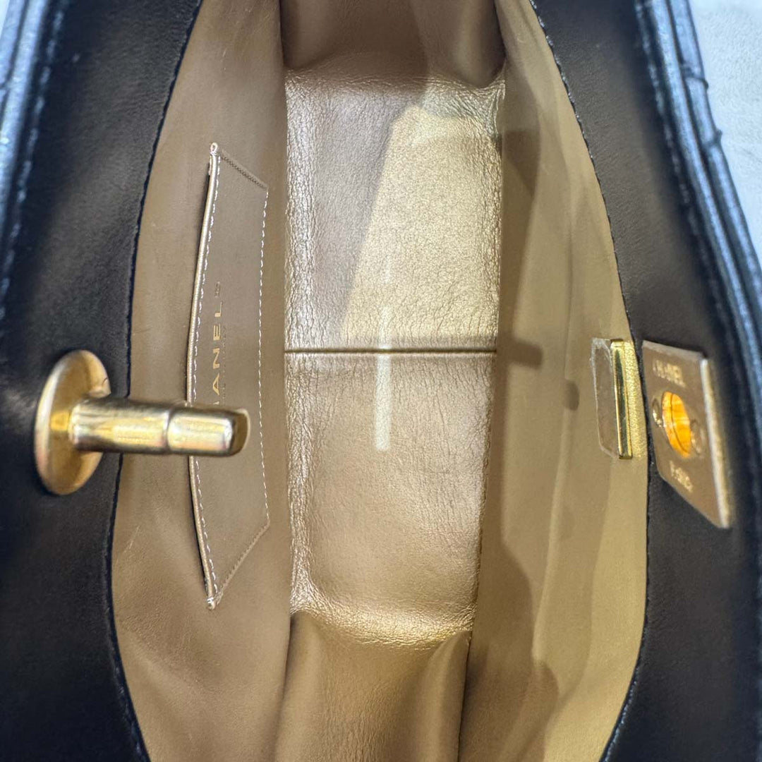 Chanel Pearl Crush Hobo Bag Black Gold