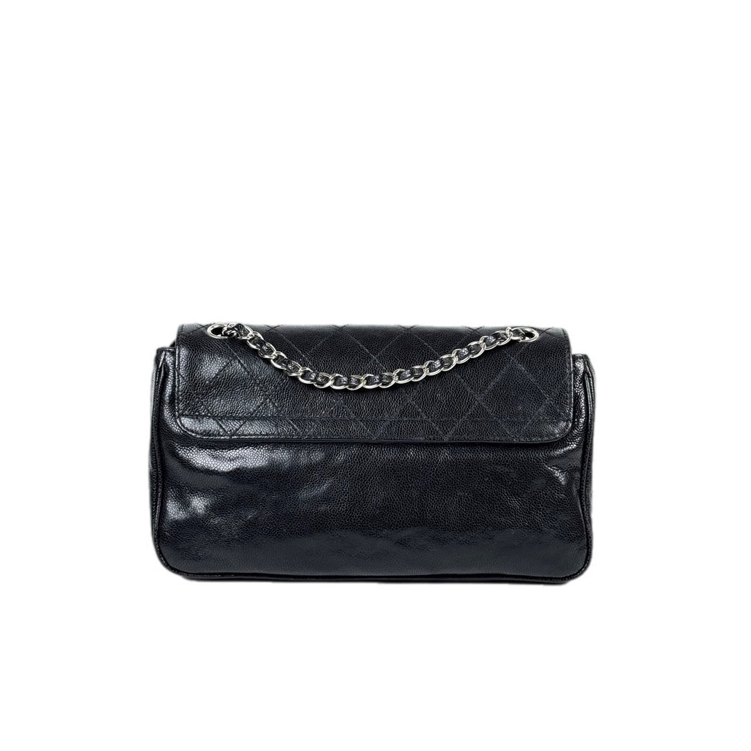 Chanel Reissue shoulder Bag Black Silver Caviar
