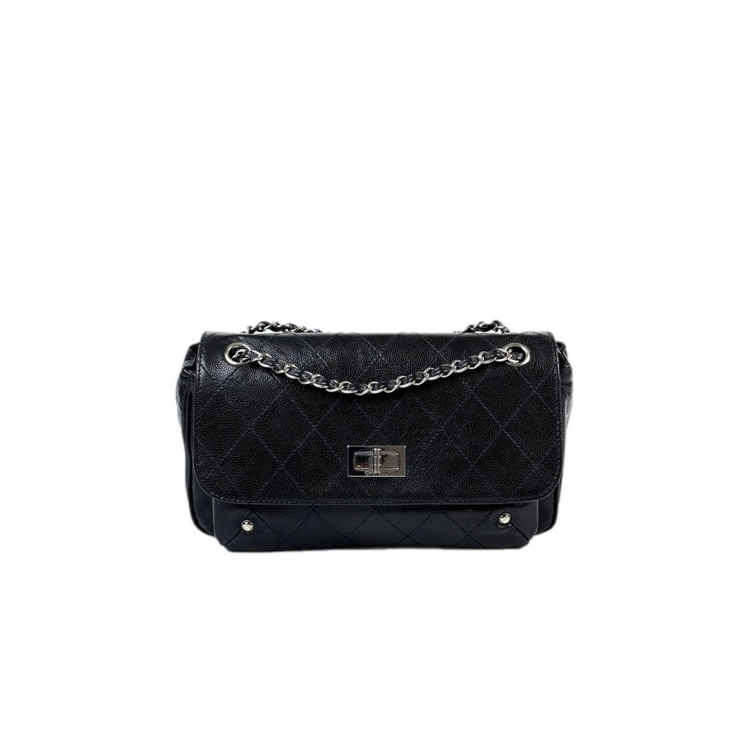 Chanel Reissue shoulder Bag Black Silver Caviar