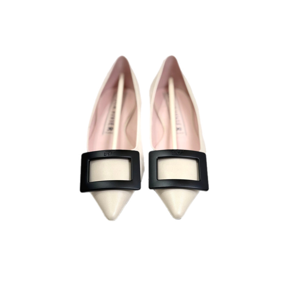 Roger Vivier Gommettine Ballerinas Cream/Black #36.5