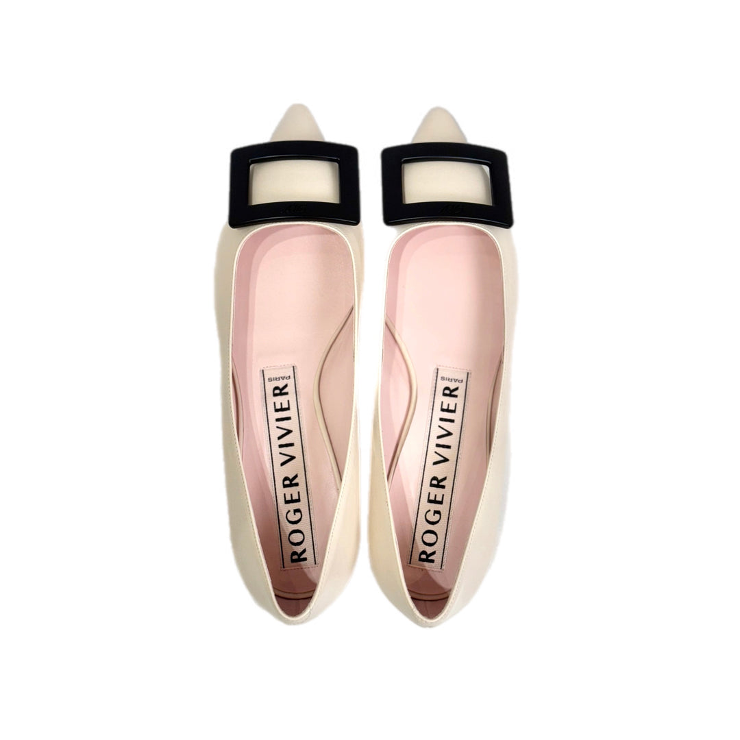 Roger Vivier Gommettine Ballerinas Cream/Black #36.5