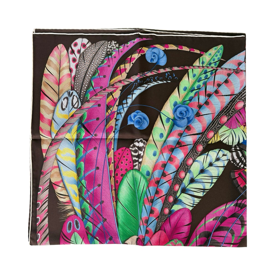 Hermes Plumes Silk Scarf 90cm