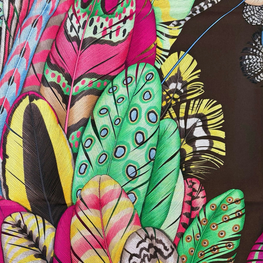 Hermes Plumes Silk Scarf 90cm