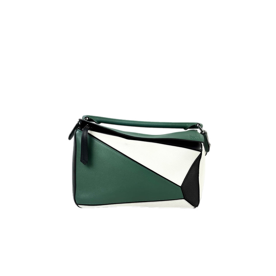 Loewe Puzzle Med Mint Black Calfskin Bag