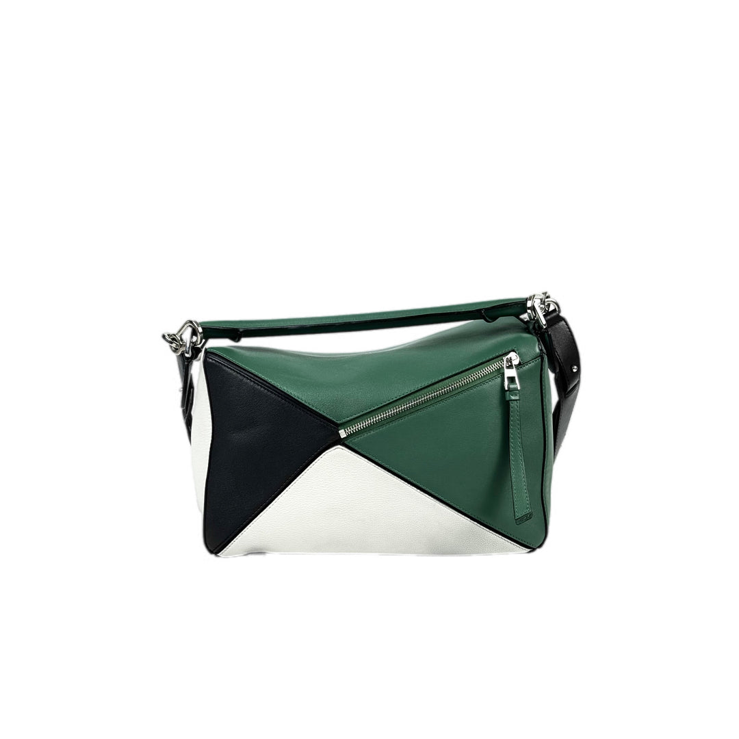 Loewe Puzzle Med Mint Black Calfskin Bag