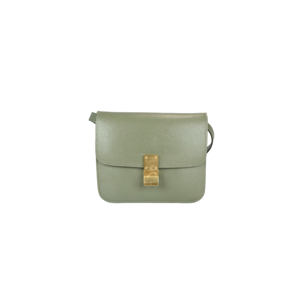 Celine Classic Box Teen Epi Leather Avocado Green