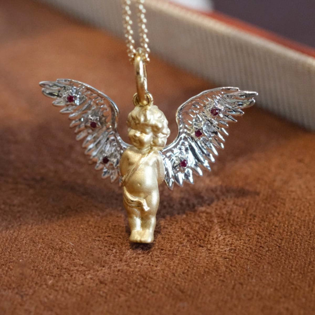 Natural Ruby Angle  Necklace 18K