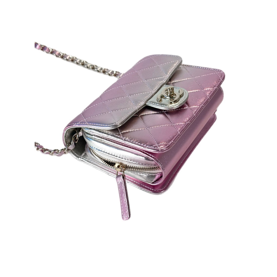 Chanel Classic Flap Seasonal Small Metallic Pink