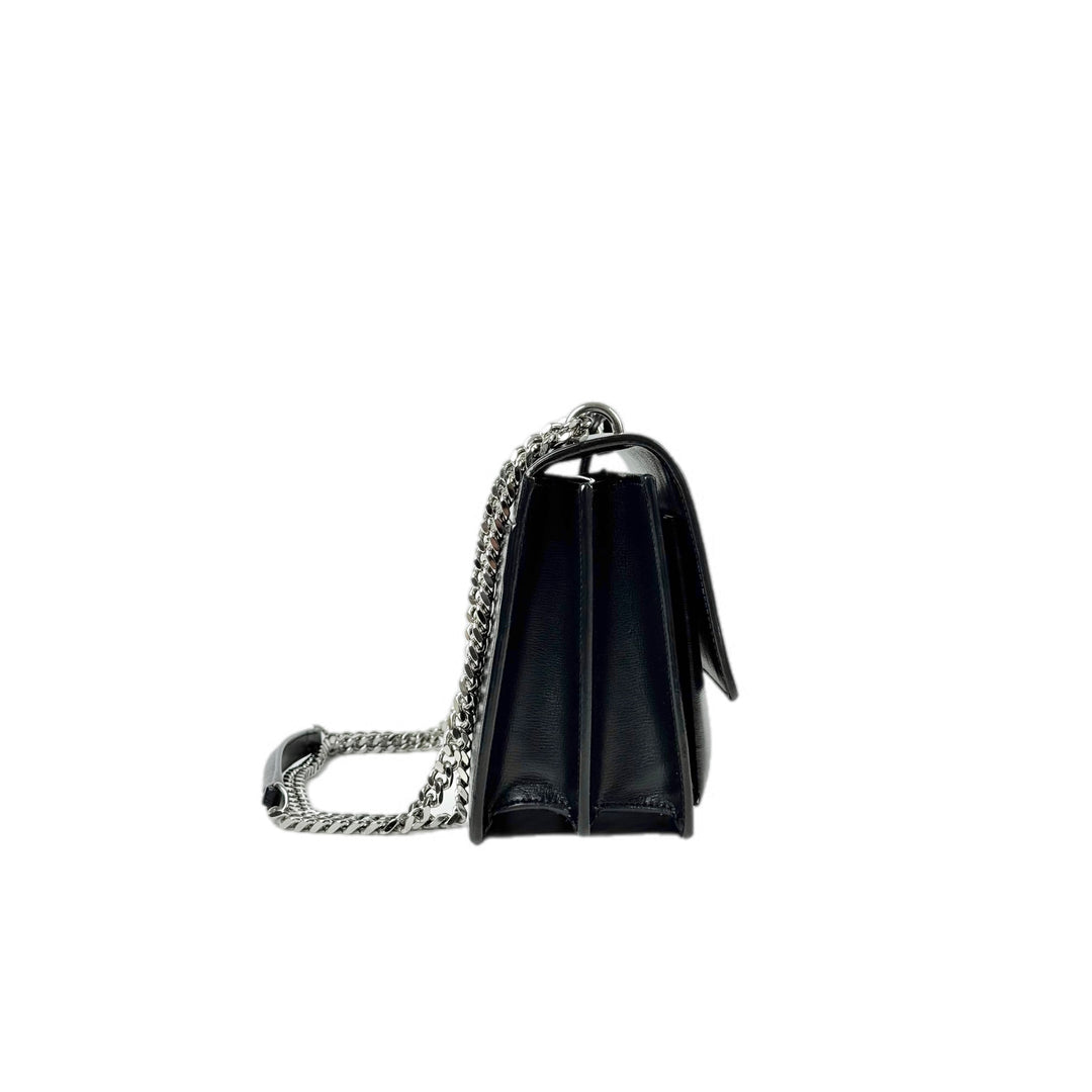 YSL Sunset Medium Bag Black Calfskin