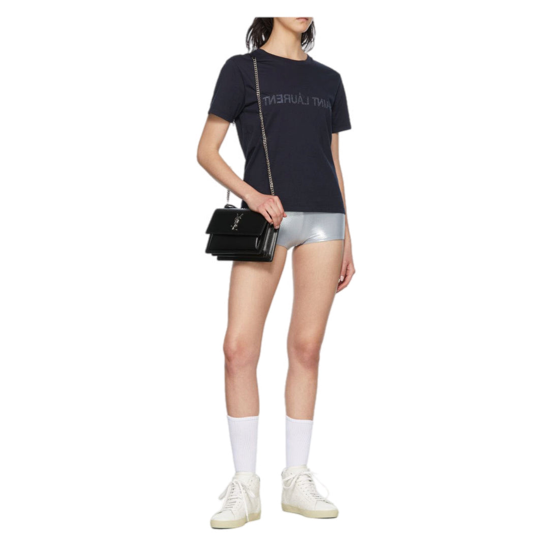 YSL Sunset Medium Bag Black Calfskin
