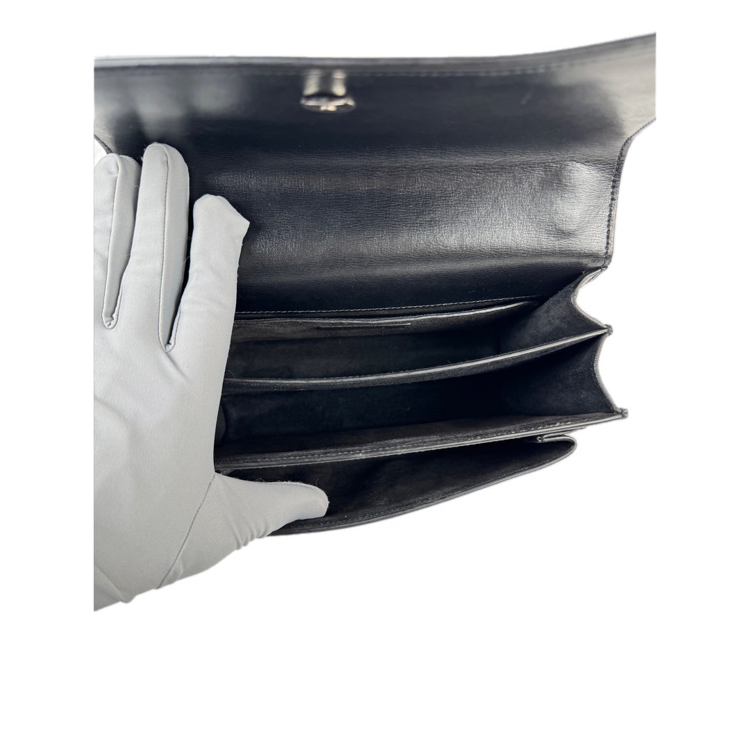 YSL Sunset Medium Bag Black Calfskin