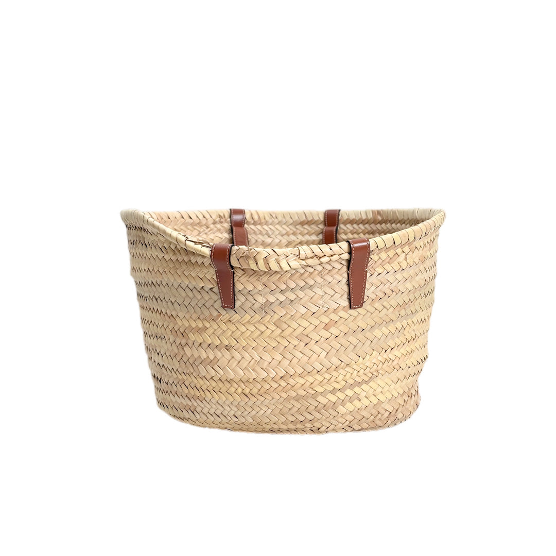 Celine Palm Leaf Calfskin Triomphe Teen Panier Tan