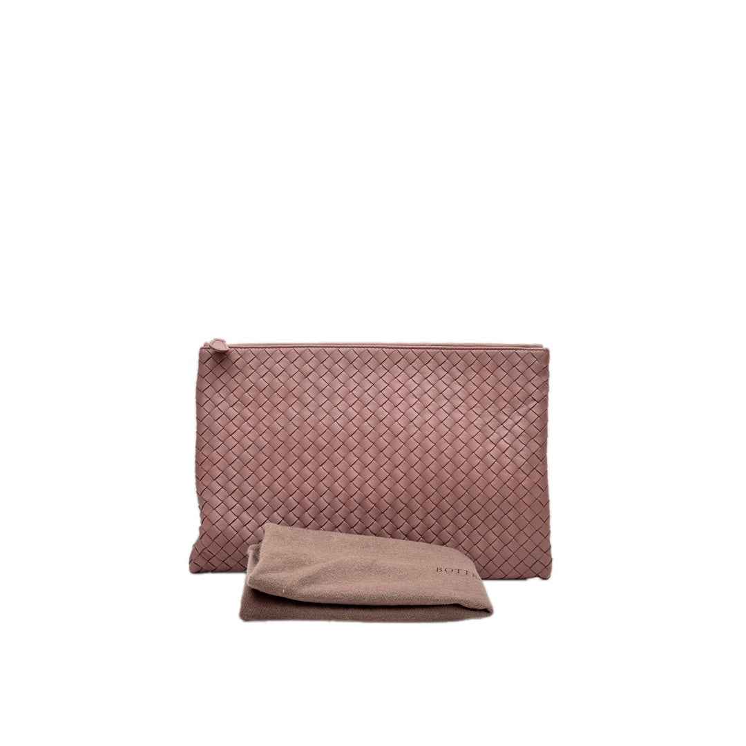 Bottega Veneta Intrecciato Clutch Old Rose Lambskin
