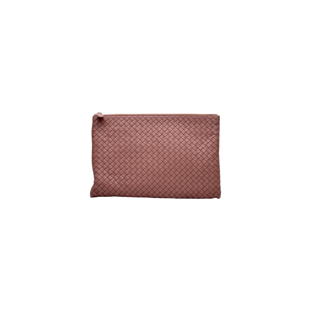Bottega Veneta Intrecciato Clutch Old Rose Lambskin
