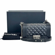 Chanel Black Leboy Small Silver Caviar Bag