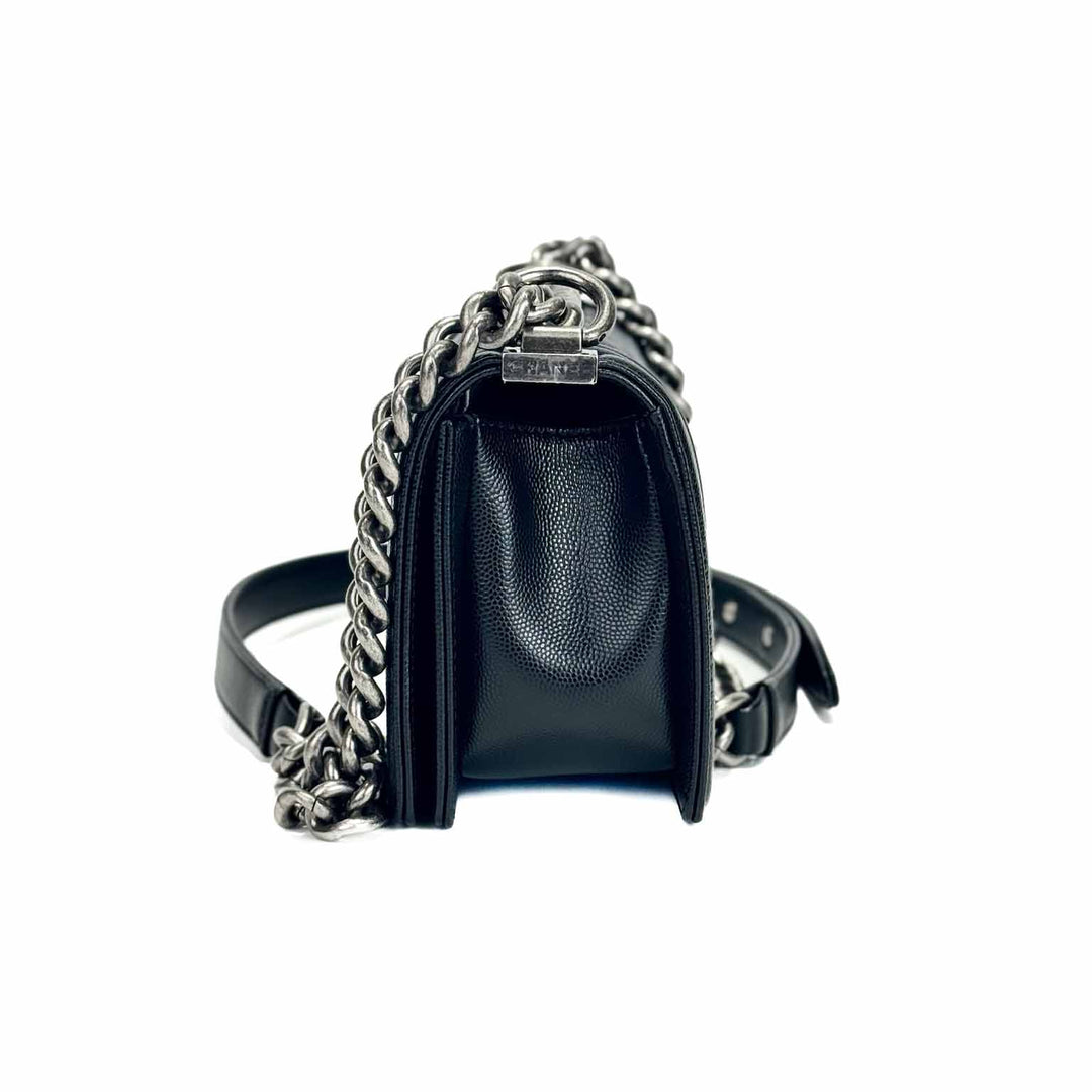 Chanel Black Leboy Small Silver Caviar Bag