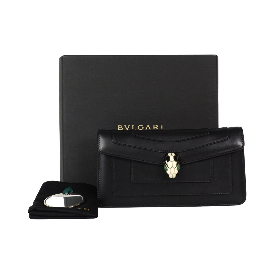 Bvlgari Black Serpenti Clutch with Chain Bag