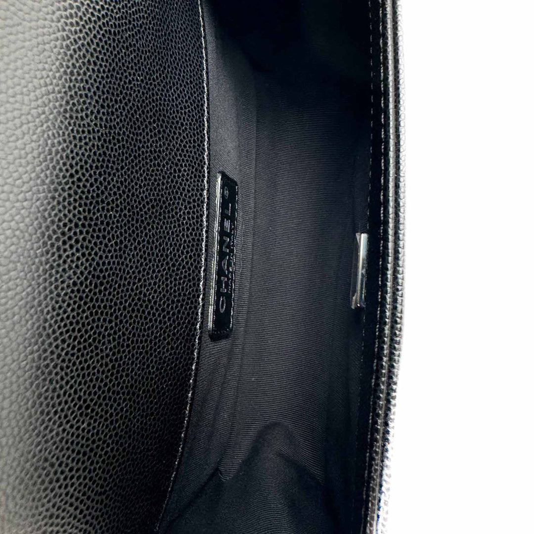 Chanel Black Leboy Small Silver Caviar Bag
