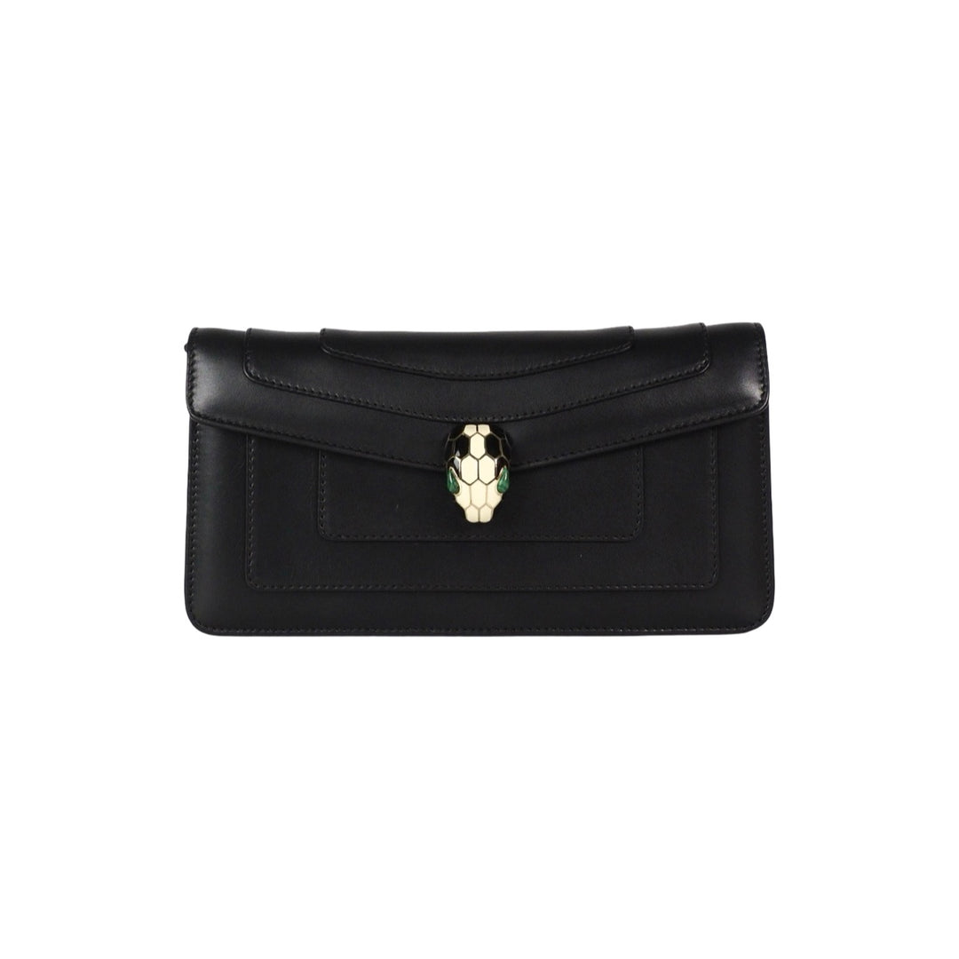 Bvlgari Black Serpenti Clutch with Chain Bag