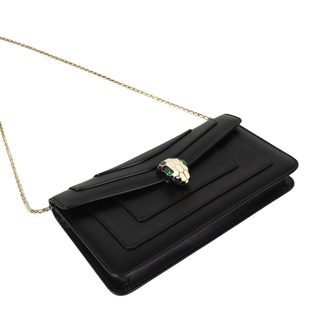 Bvlgari Black Serpenti Clutch with Chain Bag