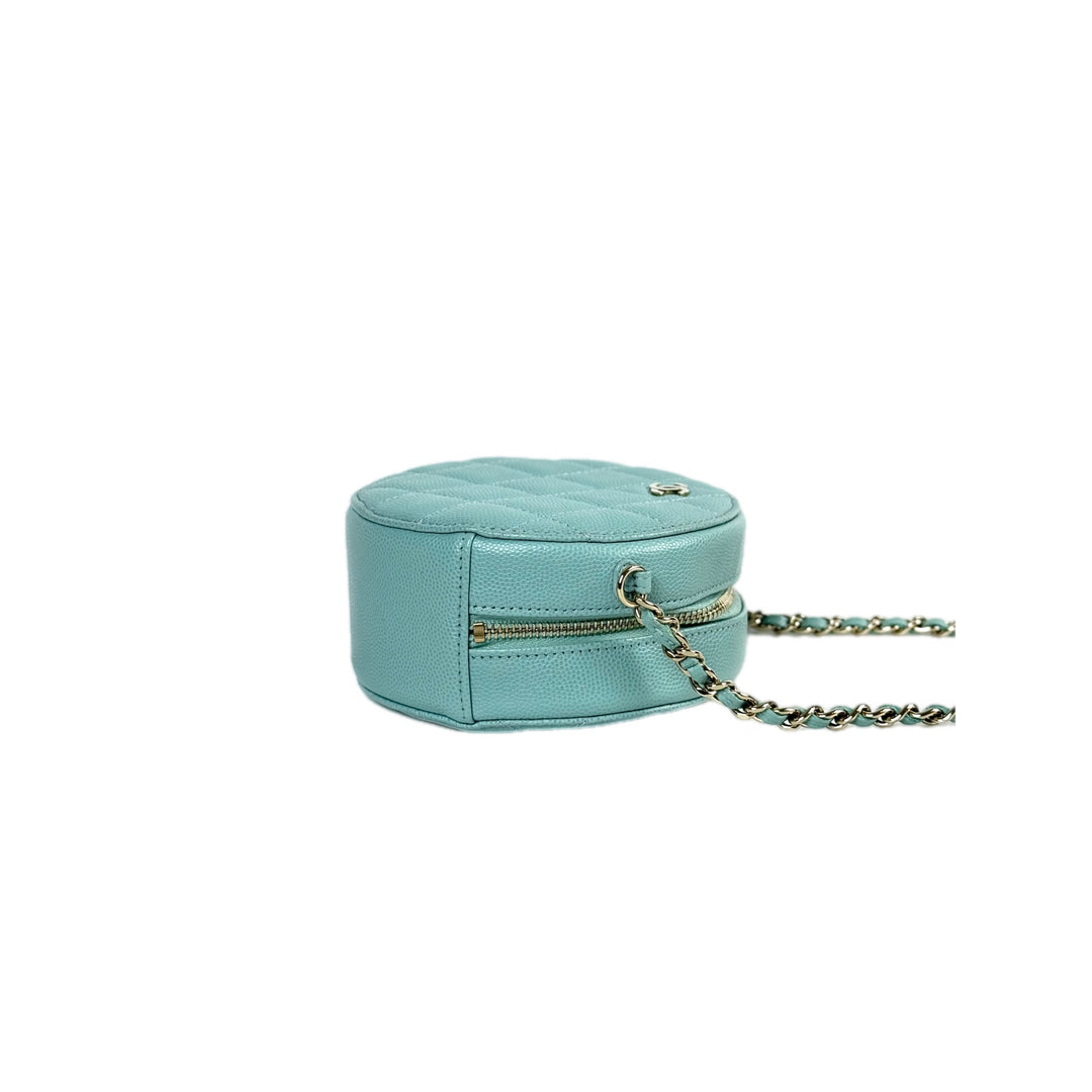 Chanel Blue Round Zip Chain Bag