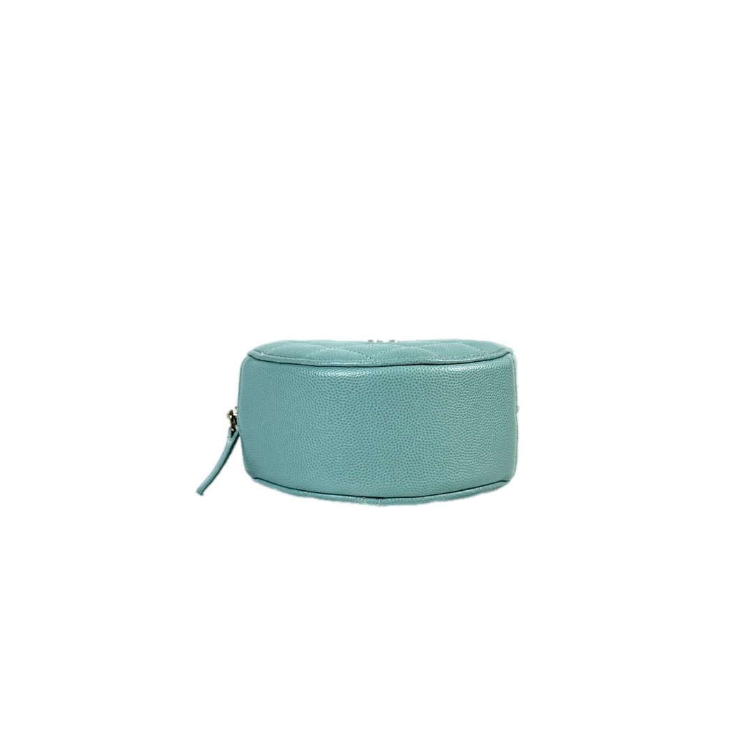 Chanel Blue Round Zip Chain Bag