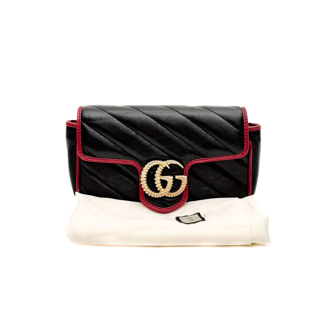 Gucci Marmont  Super Mini Black Shiny Calfskin