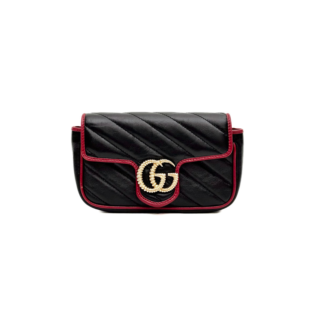 Gucci Marmont  Super Mini Black Shiny Calfskin