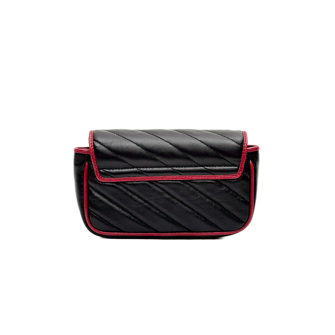 Gucci Marmont  Super Mini Black Shiny Calfskin