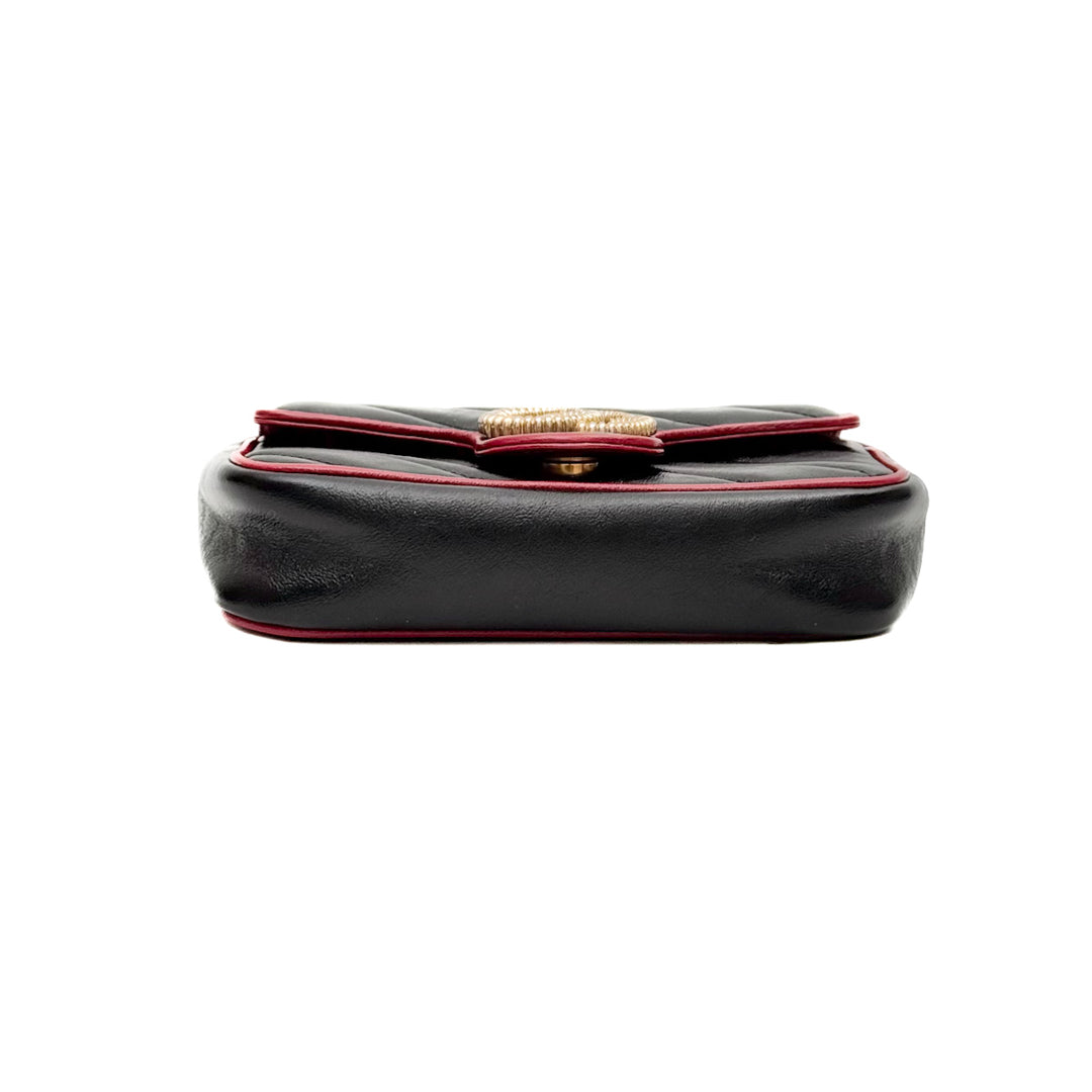 Gucci Marmont  Super Mini Black Shiny Calfskin