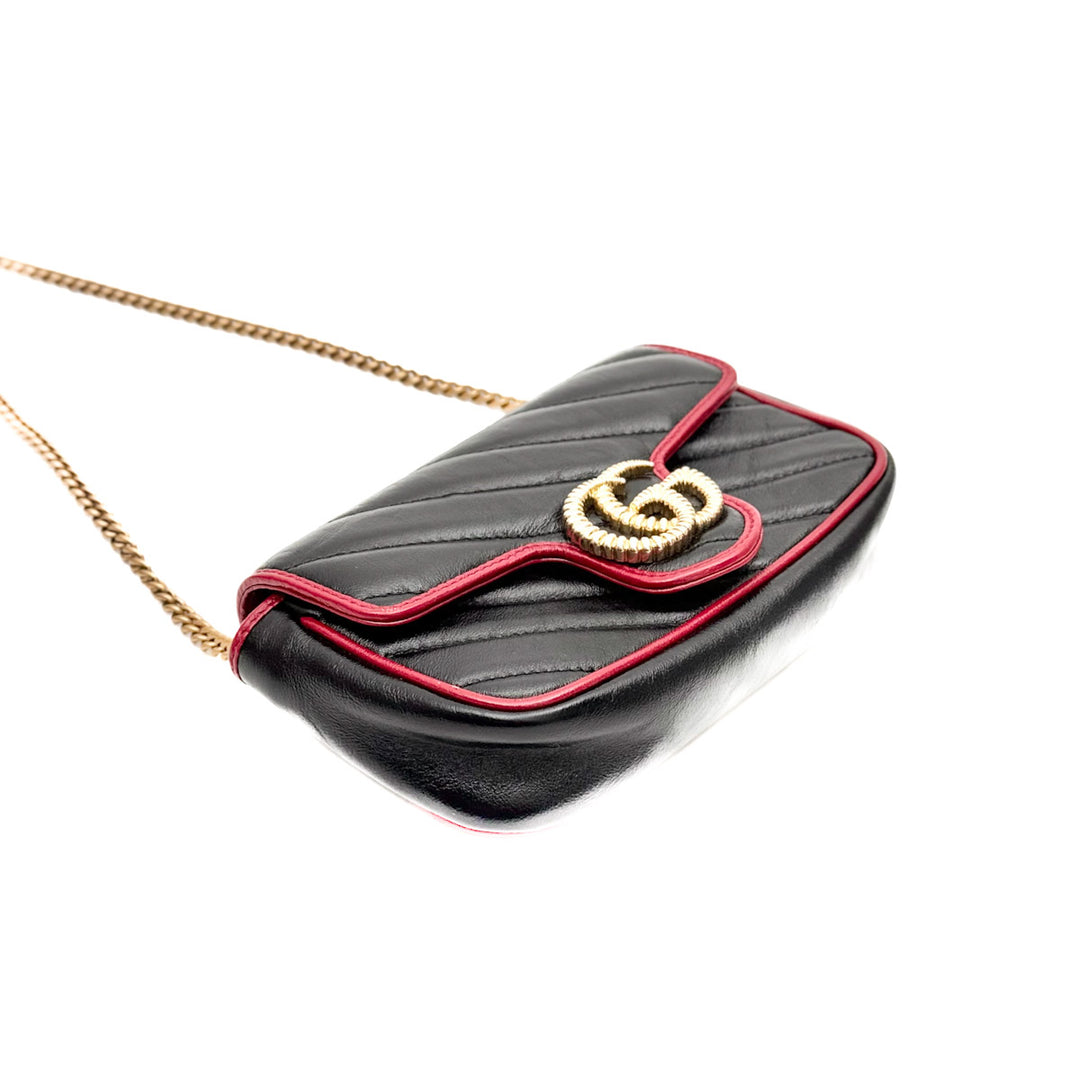 Gucci Marmont  Super Mini Black Shiny Calfskin