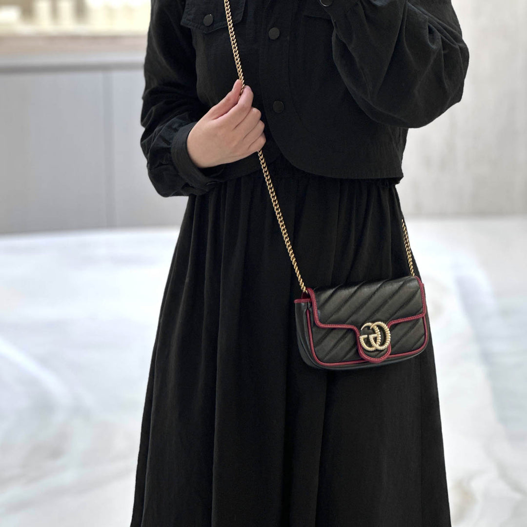 Gucci Marmont  Super Mini Black Shiny Calfskin