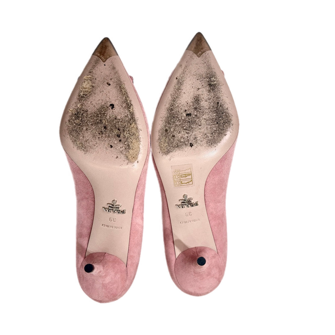 Prada Crystal Suede Heels Pink #39