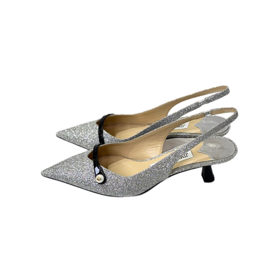 Jimmy Choo Silver Glitter Slingback #35