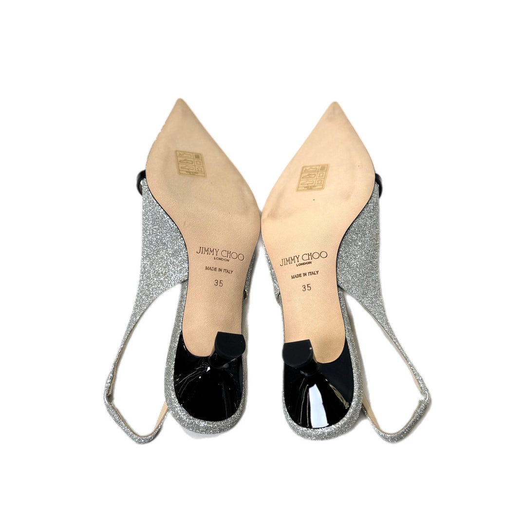 Jimmy Choo Silver Glitter Slingback #35