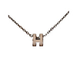 Pre-owned Hermes mini H Pop Nude SHW Necklace in Palladium Plated Metal