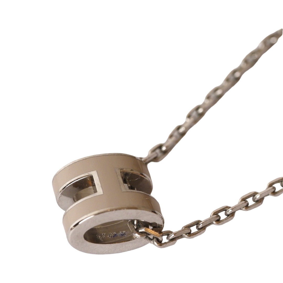 Pre-owned Hermes mini H Pop Nude SHW Necklace in Palladium Plated Metal - photo 6